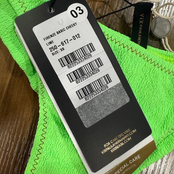 ViX by Paula Hermanny Firenze Basic Cheeky Bikini Bottom Vacation Lime Green XS - Picture 2 of 4